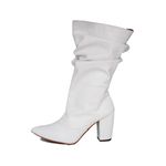 Bota Feminina Slouchy Salto Grosso 1814 Napa Off White