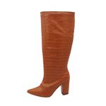 Bota Feminina Salto Grosso Cano Alto 1815 Craquelê Caramelo