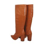 Bota Feminina Salto Grosso Cano Alto 1815 Craquelê Caramelo