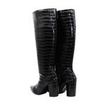 Bota Feminina Salto Grosso Cano Alto 1815 Craquelê Preto