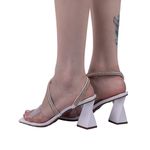 Sandália Feminina Salto Torcido Com Vinil 182141 Napa Branca