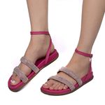 Papete Feminina Rasteira Com Tiras Finas 182147 Napa Pink