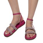 Papete Feminina Rasteira Com Tiras Finas 182147 Napa Pink