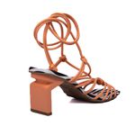 Sandália Feminina Salto Geométrico 182155 Napa Néctar e Tecido Zebra
