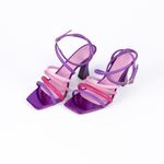 Sandália Feminina Salto Taça 182157 Cristal Roxo e Napa Colorida