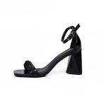 Sandália Feminina Salto Médio Com Strass 182160 Napa Preta