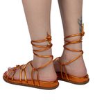 Papete Feminina De Amarrar 182165 Napa Metalizada Laranja