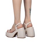Sandália Feminina Meia Pata Salto Bloco 182168 Napa Off White
