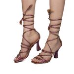Sandália Feminina Salto Taça 182171 Napa Metalizada Roxa