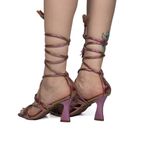Sandália Feminina Salto Taça 182171 Napa Metalizada Roxa