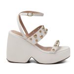 Sandália Feminina Anabela Alta Em Napa Off White 182172
