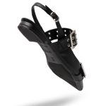 Sapatilha Slingback Rasteira Feminina Em Napa Preto 183010