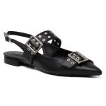 Sapatilha Slingback Rasteira Feminina Em Napa Preto 183010