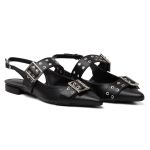 Sapatilha Slingback Rasteira Feminina Em Napa Preto 183010
