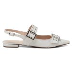 Sapatilha Slingback Rasteira Feminina Em Napa Off White 183010