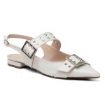 Sapatilha Slingback Rasteira Feminina Em Napa Off White 183010