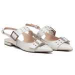 Sapatilha Slingback Rasteira Feminina Em Napa Off White 183010