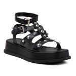 Papete Feminina Flat Plataforma Em Napa Preto 183070