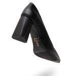 Sapato Feminino Scarpin Salto Triangulo Napa Preta 183100