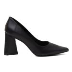 Sapato Feminino Scarpin Salto Triangulo Napa Preta 183100