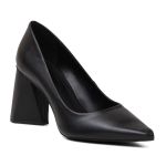 Sapato Feminino Scarpin Salto Triangulo Napa Preta 183100