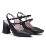 Sapato Feminino Scarpin Mery Jane Salto Grosso Napa Preta 183130