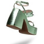 Sandália Feminina Anabela Alta Em Cristal Mint 183180