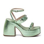 Sandália Feminina Anabela Alta Em Cristal Mint 183180
