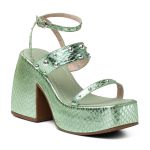 Sandália Feminina Anabela Alta Em Cristal Mint 183180