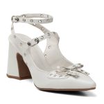 Scarpin Feminino Salto Grosso Em Napa Off White 183210
