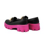 Sapato Feminino Oxford Tratorado 190253 Napa Preta e Solado Pink