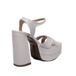 Sandália Feminina Meia Pata Salto Alto 193003 Craquelê Verniz Com Napa Off White