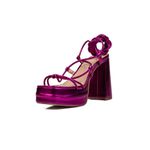 Sandália Feminina Meia Pata Com Amarração 193011 Napa Metalizada Pink