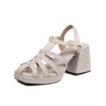 Sandália Feminina Aranha Salto Bloco 195000 Napa Off White