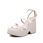 Sandália Feminina Anabela Com Tiras 194002 Napa Off White