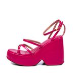 Sandália Feminina Anabela Com Tiras 194002 Napa Verniz Pink