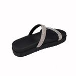 Papete Feminina Flatform Com Tiras De Strass 199051 Napa Preta