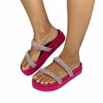 Papete Feminina Flatform Com Tiras De Strass 199051 Napa Pink