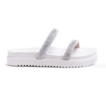 Papete Feminina Flatform Com Tiras De Strass 199051 Napa Off White