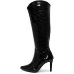 Bota Feminina Cano Alto Salto Fino 1717 Craquelê Verniz Preto