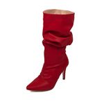 Bota Feminina Cano Médio Slouchy 1714 Napa Vermelha