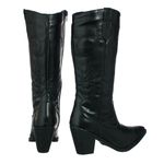 Bota Feminina Texana Cano Longo Com Bordado 23007 Napa Preta
