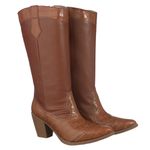 Bota Feminina Texana Cano Longo 23004 Croco Com Napa Caramelo Western
