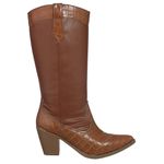 Bota Feminina Texana Cano Longo 23004 Croco Com Napa Caramelo Western