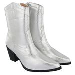 Bota Feminina Texana Cano Médio Bico Fino 23005 Salamanta Prata Western