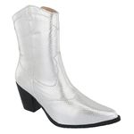 Bota Feminina Texana Cano Médio Bico Fino 23005 Salamanta Prata Western