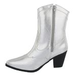 Bota Feminina Texana Cano Médio Bico Fino 23005 Salamanta Prata Western