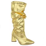 Bota Feminina Slouchy Salto Médio Triangular 23021 Cristal Ouro