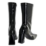 Bota Feminina Cano Médio Bico Quadrado 23022 Stretch Verniz Preto