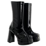 Bota Feminina Meia Pata Salto Grosso 23060 Stretch Verniz Preto